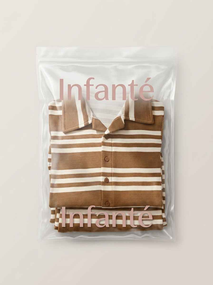 Infanté Theo Striped Knit Polo Set Caramel & Cream