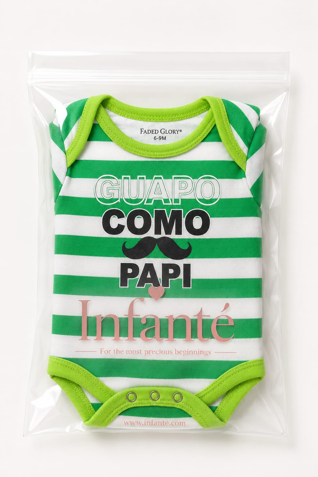 Infanté Guapo Como Papi Emerald Striped Bodysuit