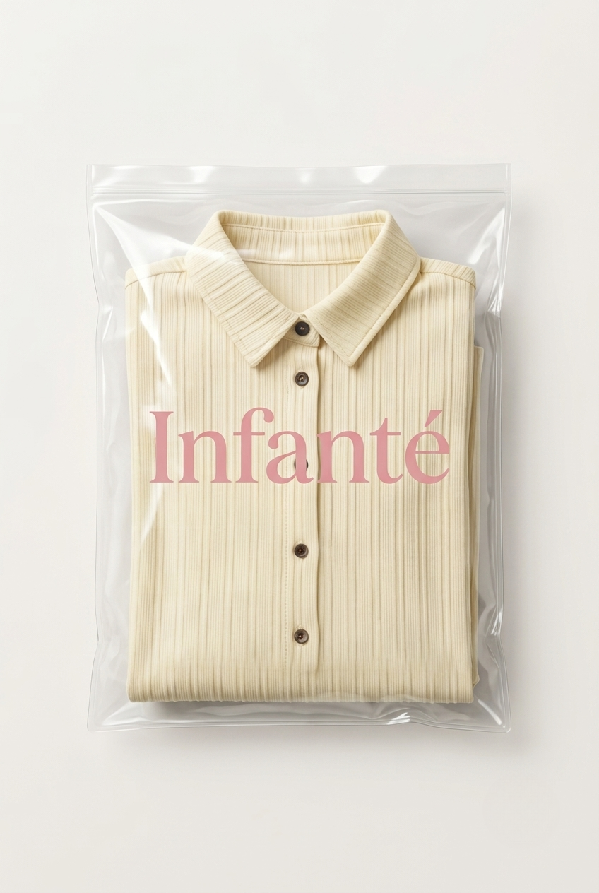 Infanté Butter Cream Ribbed Button-Up Lounge Set