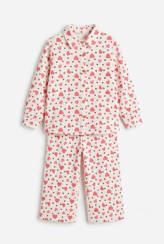 Infanté Luxe Muslin Heart Print Pyjama Set
