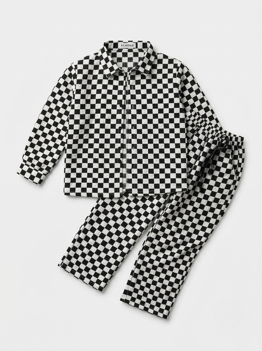 Infanté Monochrome Checkerboard Muslin Lounge Set