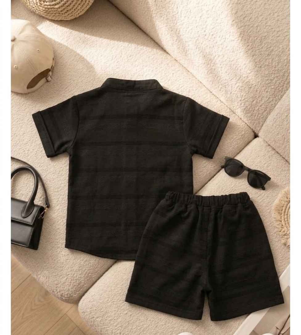 Infanté Midnight Striped Button Down Two Piece Resort Set