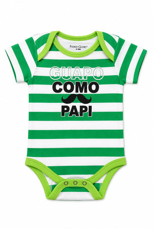 Infanté Guapo Como Papi Emerald Striped Bodysuit