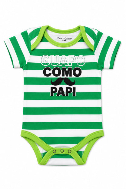 Infanté Guapo Como Papi Emerald Striped Bodysuit