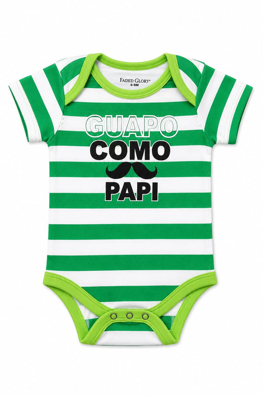 Infanté Guapo Como Papi Emerald Striped Bodysuit