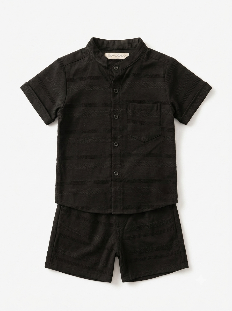 Infanté Midnight Striped Button Down Two Piece Resort Set