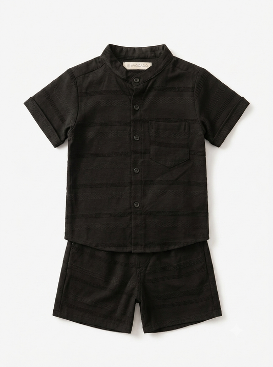Infanté Midnight Striped Button Down Two Piece Resort Set
