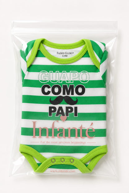 Infanté Guapo Como Papi Emerald Striped Bodysuit
