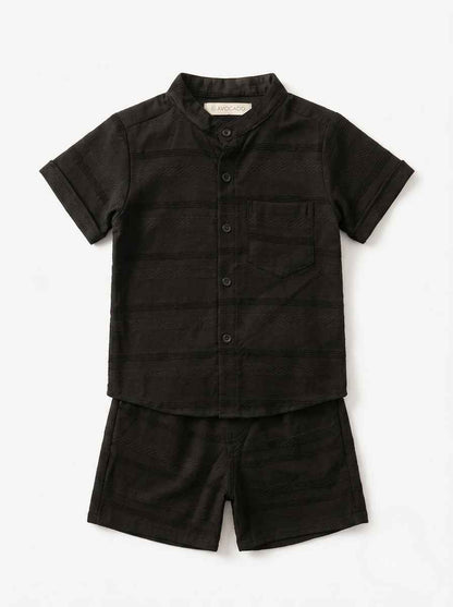 Infanté Midnight Striped Button Down Two Piece Resort Set