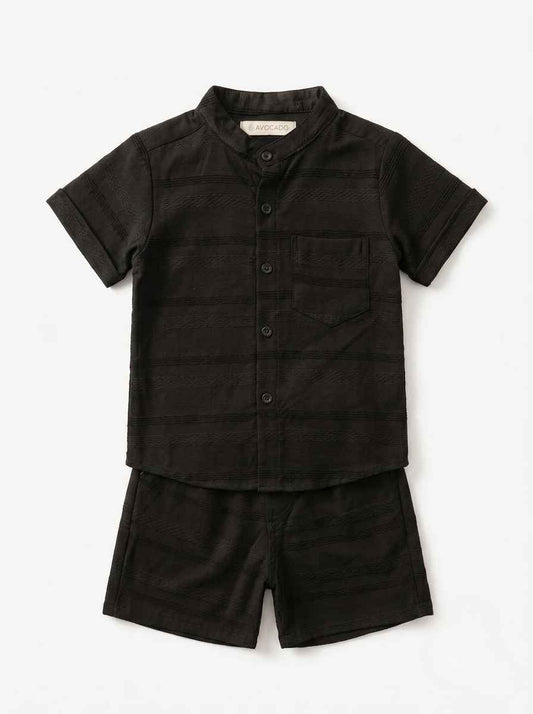Infanté Midnight Striped Button Down Two Piece Resort Set