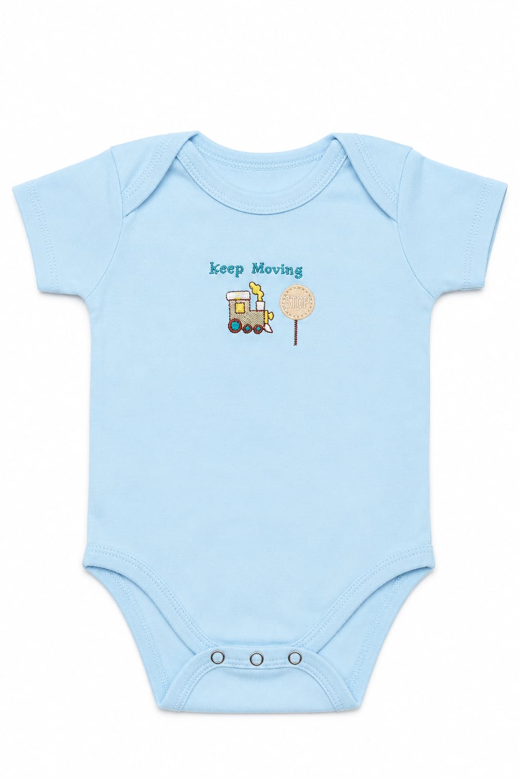 Infanté Keep Moving Blue Train Bodysuit