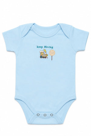 Infanté Keep Moving Blue Train Bodysuit