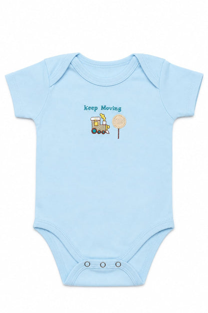 Infanté Keep Moving Blue Train Bodysuit