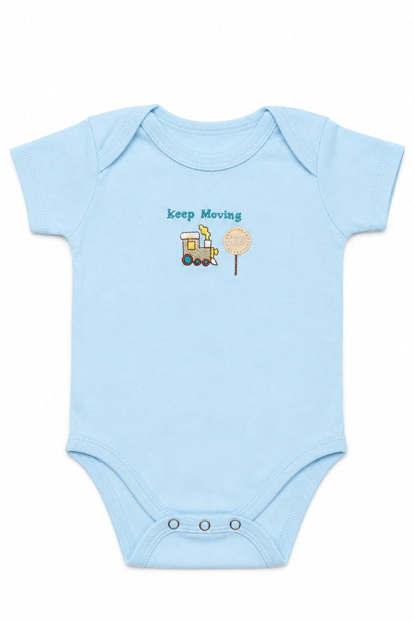 Infanté Keep Moving Blue Train Bodysuit