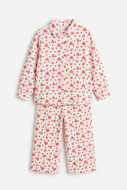 Infanté Luxe Muslin Heart Print Pyjama Set