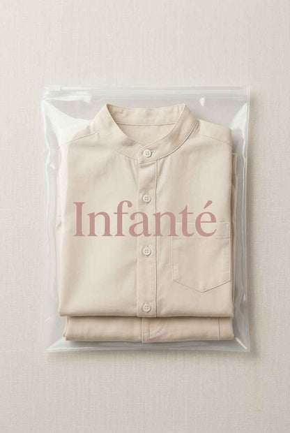 Infanté Ivory Subtle Striped Button Down Two Piece Resort Set