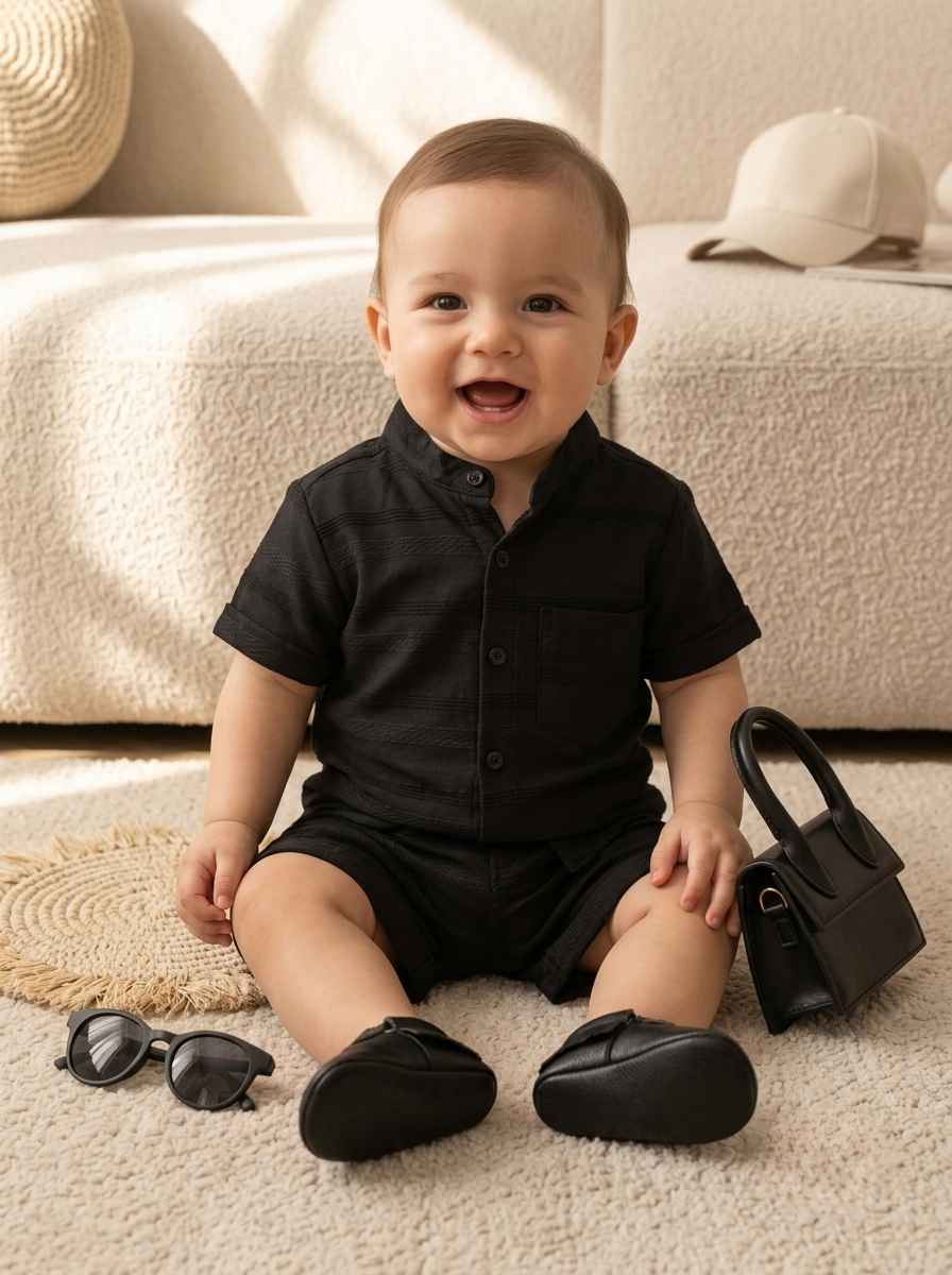 Infanté Midnight Striped Button Down Two Piece Resort Set