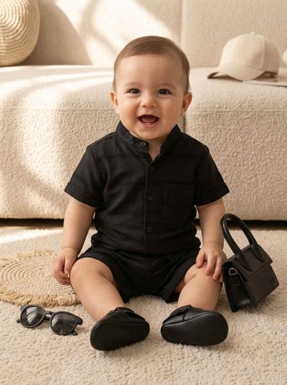 Infanté Midnight Striped Button Down Two Piece Resort Set